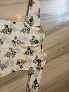 New Cream Floral Print Kurta