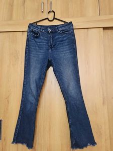 Flared Blue Denim Jeans