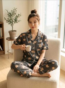 Cute Bear Print Korean Style Pajama Set