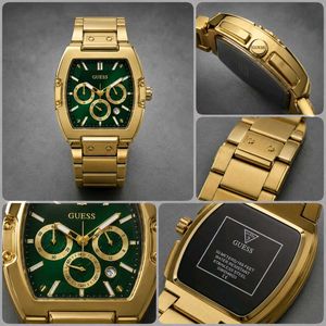 GUESS PHOENIX Men Rectangle Gold Tone Dial Analog
