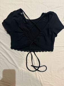 H&amp;M Tie back Cropped Black baby Tee (S)