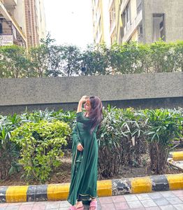 Elegant bottle Green long Anarkali 🦚