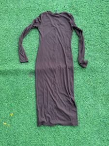 Brown Button-Down Midi Dress