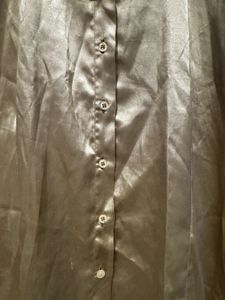 Shimmer Short Sleeve Button-Up Top