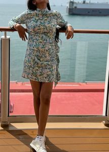 Floral Print Ruffle Mini Dress