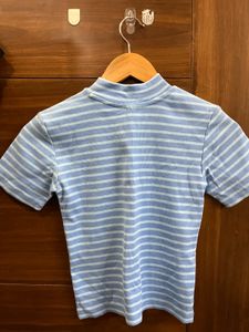 Striped Mock Neck T-Shirt