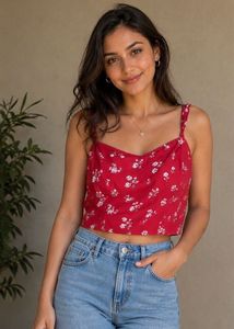 HOLLISTER Red Floral Crop Top (Never Worn)