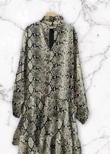 Snakeskin Print Tiered Dress
