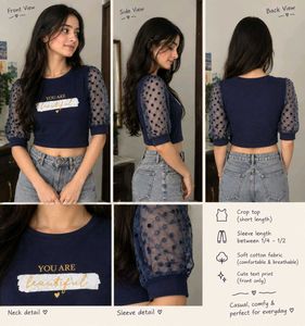 Cute Navy Blue Crop Top