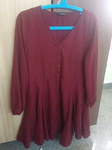 Maroon Button-Down Tunic Top
