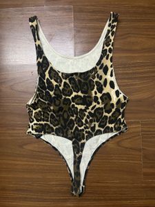 ASOS DESIGN Leopard Print Petite Bodysuit Top