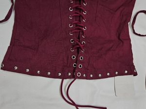 Maroon Corset Top with Lace-Up Detail