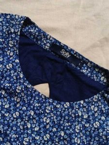Chic Blue Floral A-Line Dress