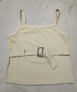 Ribbed Belted Camisole Top