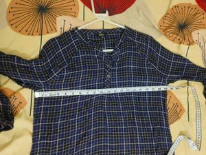 Blue Plaid Long Sleeve Top