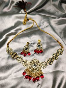Red Kundan Choker Necklace Set