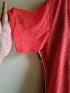 Orange 🧡 Round Neck Straight Kurta For Women