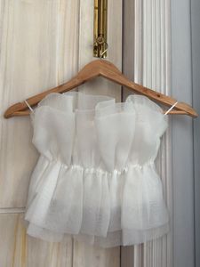 White Ruffle Tube Top