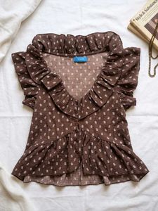 Brown ruffle top🌟