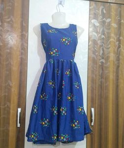 Blue Fit & Flare Dress