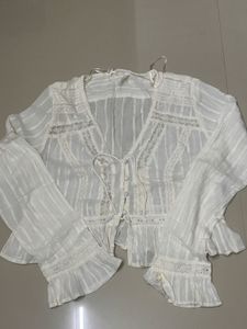 Boho Lace Trimmed Peplum Blouse