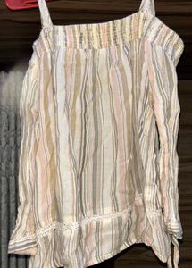 Striped Boho Style Tie-Up Top