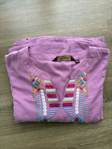 Embroidered Purple Ethnic Dress/Kurta