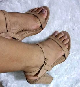 Tan Suede Strappy Heeled Sandals