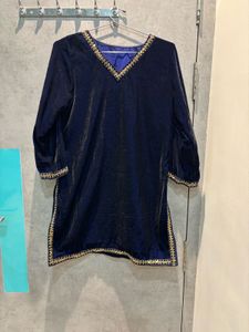 Elegant Navy Velvet Kurta coord set