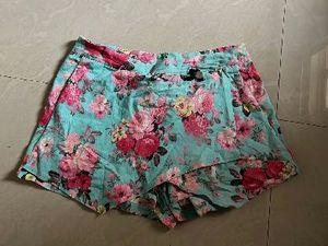 Blue Floral Print Skort