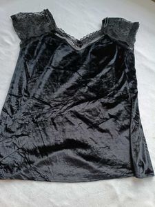 Black Velvet Lace Trim Top