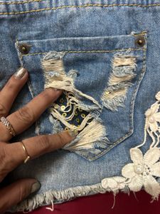 Cute Denim Shorts with Lace Detail