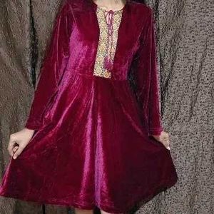 Elegant Burgundy Velvet Dress