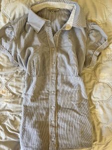 Striped Button-Up Shirt Dress
