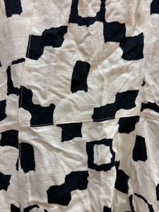 Cream &amp; Black Abstract Print Puff Sleeve Top