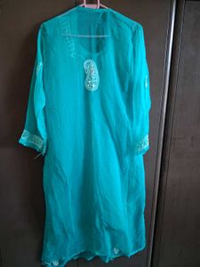 Turquoise Embroidered Kurta