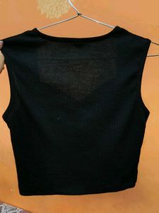 Black Ribbed Sweetheart Neck Crop Top