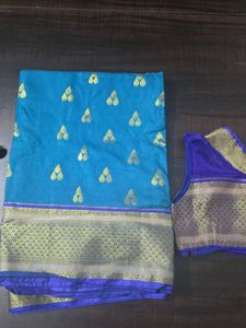 Beautiful Blue Silk Saree with Blouse