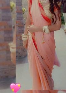 Elegant Pink Saree with Red Border
