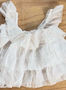 White Ruffled Blouse Top