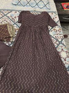 Anarkali kurta set with plazoo and dupatta