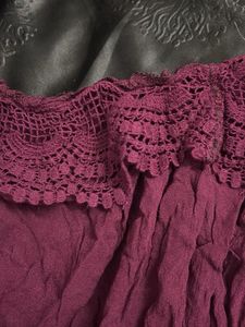 Maroon Crochet Off-Shoulder Top