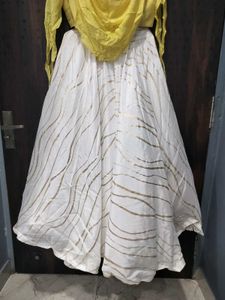 Elegant Yellow and White Lehenga Choli Set