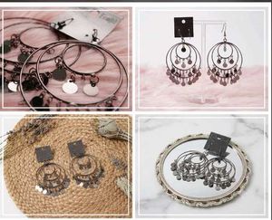 Boho Hoop Earrings with Coin Charms