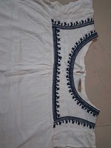 Embroidered White Cap Sleeve Top