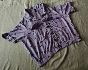 Cute Lavender Butterfly Print Top