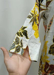 Chic Floral Print Long Kurta