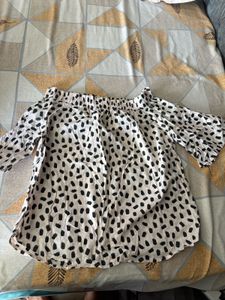 Off-Shoulder Dalmatian Print Top