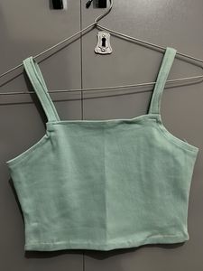 Mint Green Ribbed Crop Top