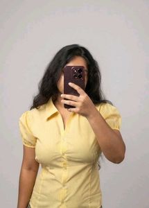 Chic Yellow Striped Button-Up Blouse